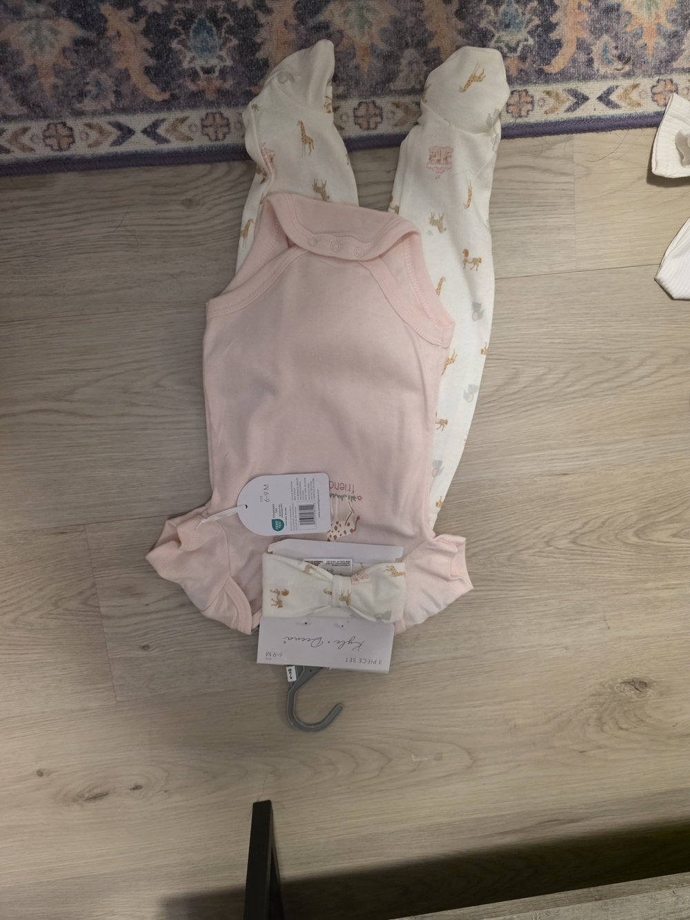 Pink Baby Girls Matching Set with Giraffe Print